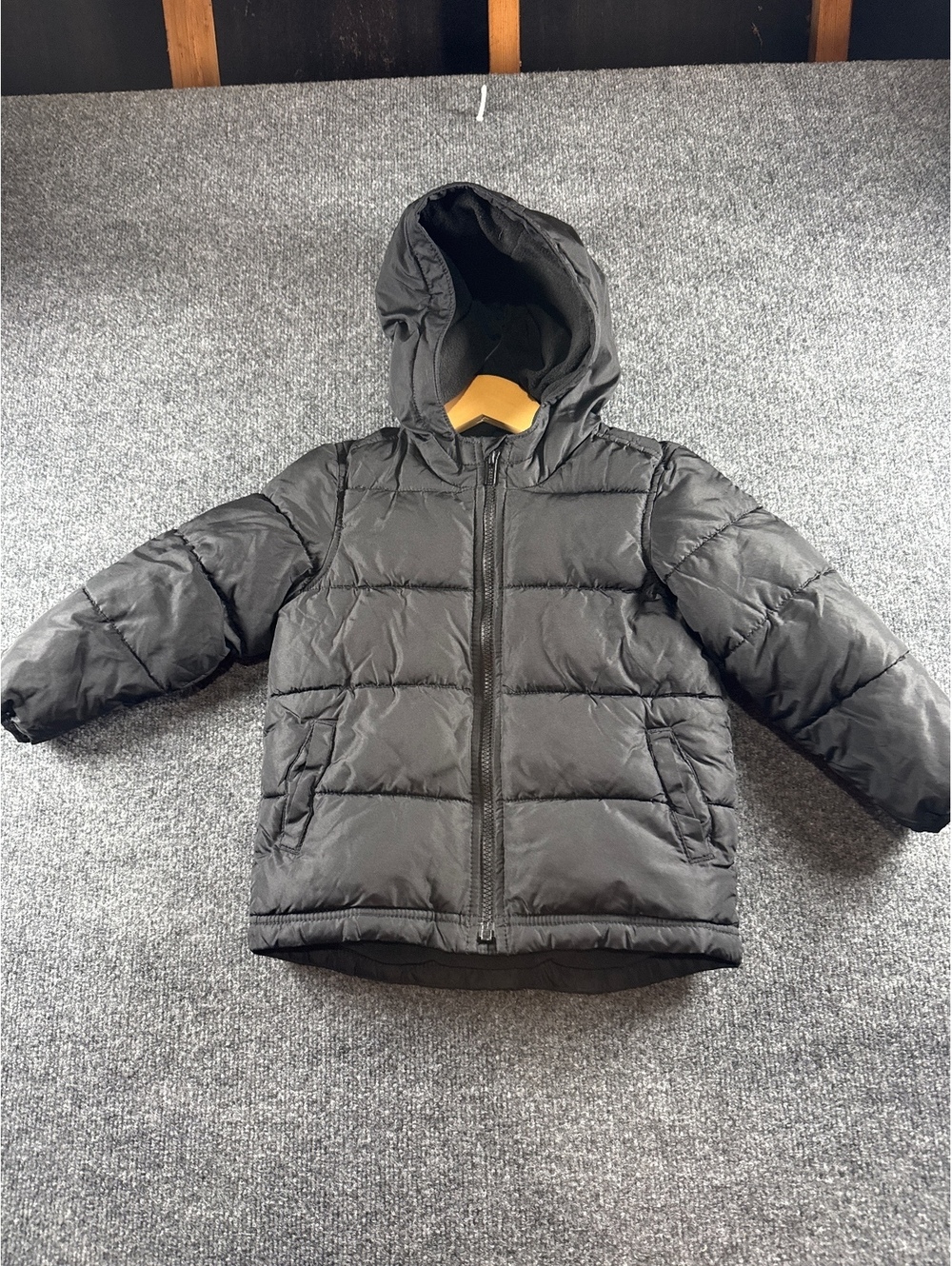 Old Navy Toddler Puffer Jacket 4T Black Hooded Full Zip Winter Coat